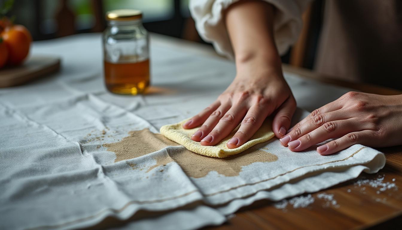 Éliminer les taches de graisse sur une nappe