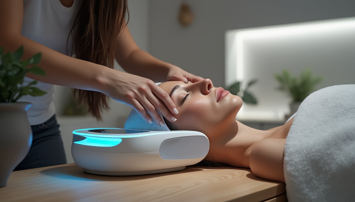Masseur lifting du visage minceur et double menton : luminothérapie moderne