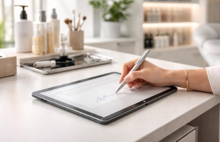 Les consentements beauté et tatouage se signent clean sur tablette tactile Microsoft